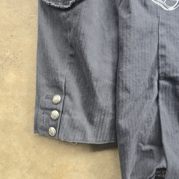 Y2k Grunge Wings Crown Tattoo Roar Cross Embroidered Blazer Jacket Black Size L - Picture 5 of 10